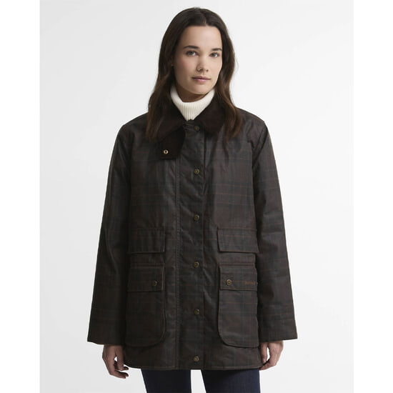 Dames waxjas Border Modern Muted tartan