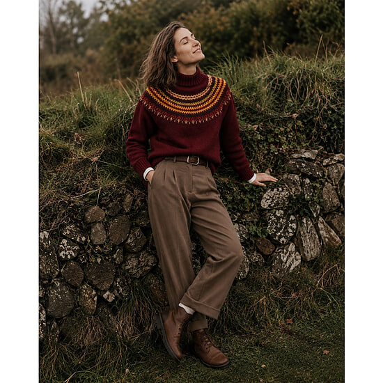 Damestrui Fairisle Yoke turtle neck Russet Red