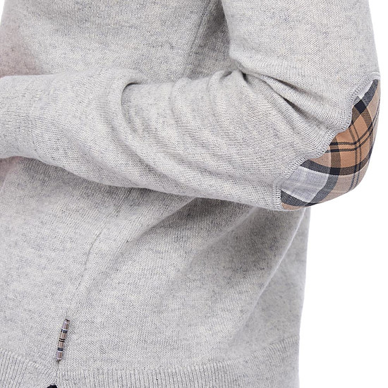 Afbeelding damestrui Pendle roll collar pale grey brown ruit 2