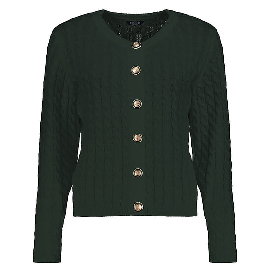 Damesvest Crew Neck Cable Dark Green