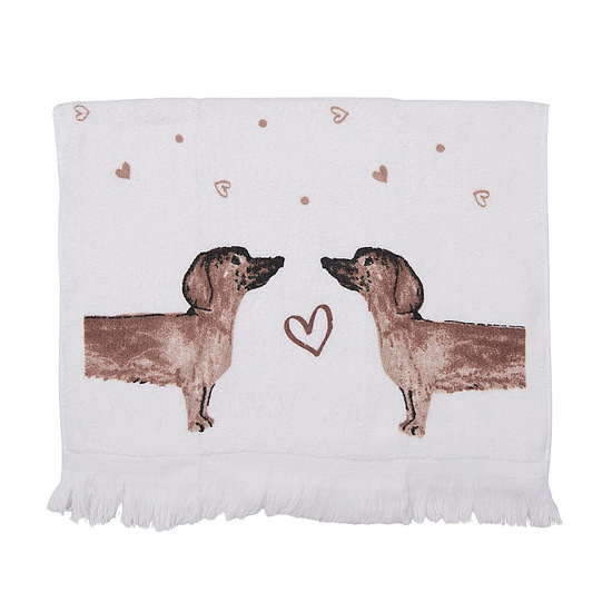 Gastendoekje Teckels beige bruin 1