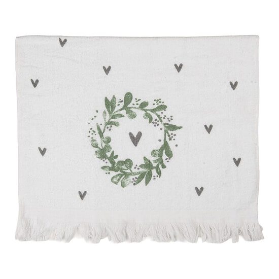 Gastendoekje Wit groen hartjes 1