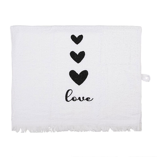 Gastendoekje wit zwart love hartjes 1
