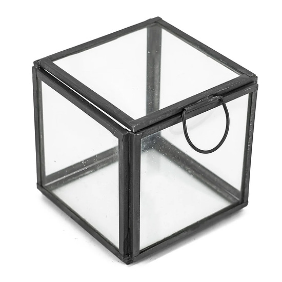 Glazen doosje met deksel vierkant zwart 1