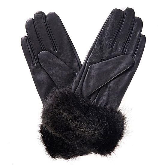 Handschoenen Fur Trimmed Black 1