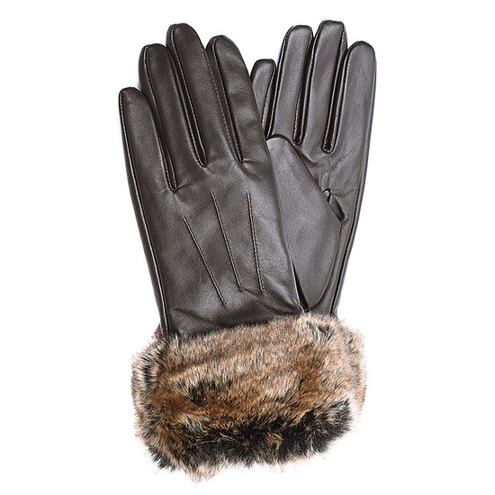 Handschoenen Fur Trimmed dark brown 1