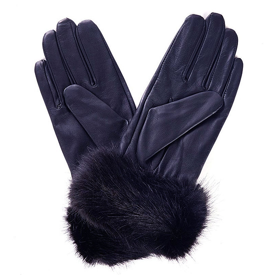 Handschoenen Fur Trimmed navy 1