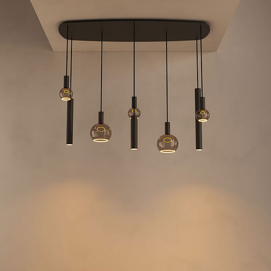 Hanglamp Deens ovaal Riva Zwart (incl. lampen) 