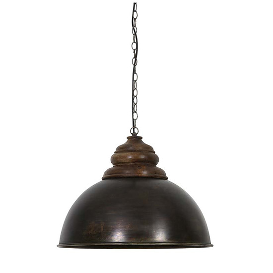 Hanglamp Leia zwart zink+kop hout bruin 1