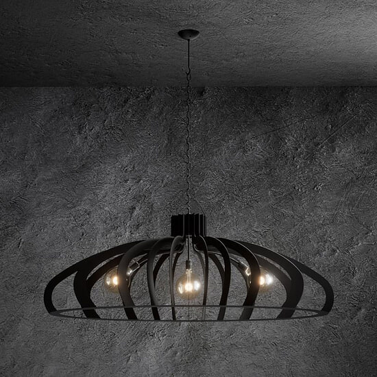 Hanglamp Ovaal Catania zwart (incl. lampen) 