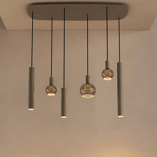 Hanglamp Riva deens ovaal quartz 6 lichts