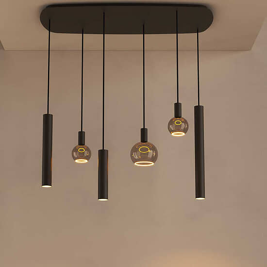 Hanglamp Riva deens ovaal platinum 6 lichts