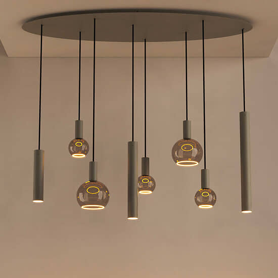 Hanglamp Riva ovaal zwart 8 quartz