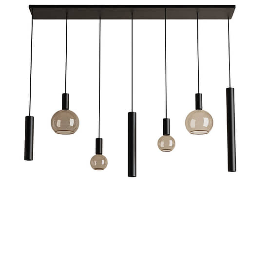 Hanglamp Riva recht 7 lichts zwart 1