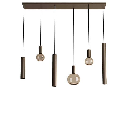 Hanglamp Riva recht 6 lichts platinum 1