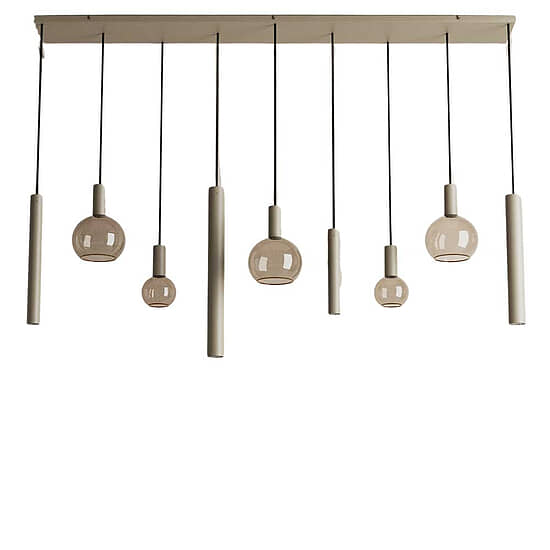 Hanglamp Riva recht 9 lichts quartz  1