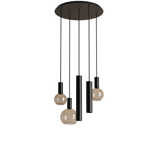 Hanglamp Riva rond 5 lichts zwart 1
