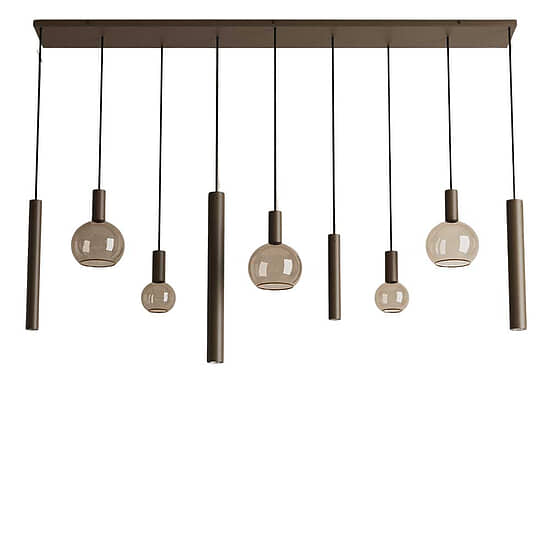 Hanglamp Riva recht 9 lichts platinum 1