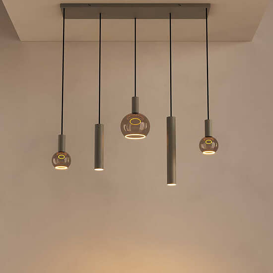 Hanglamp Riva recht kort quartz