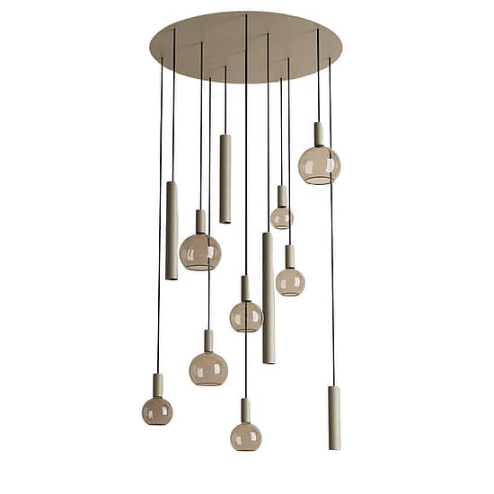 Hanglamp Riva rond 12 lichts quartz 1