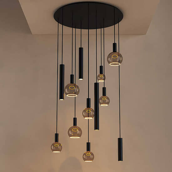 Hanglamp Riva rond 12 lichts zwart