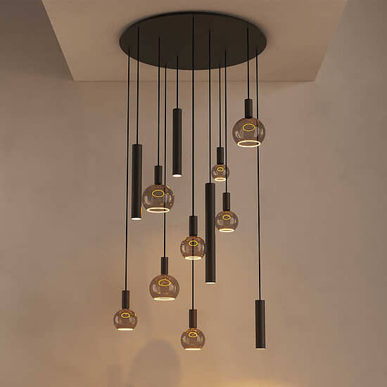 Hanglamp Riva rond 12 lichts platinum