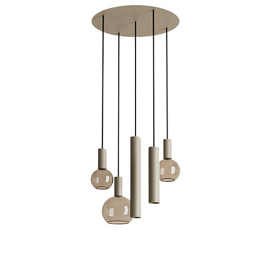 Hanglamp Riva rond 5 lichts quartz 1