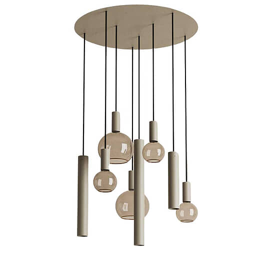 Hanglamp Riva rond 8 lichts quartz 1