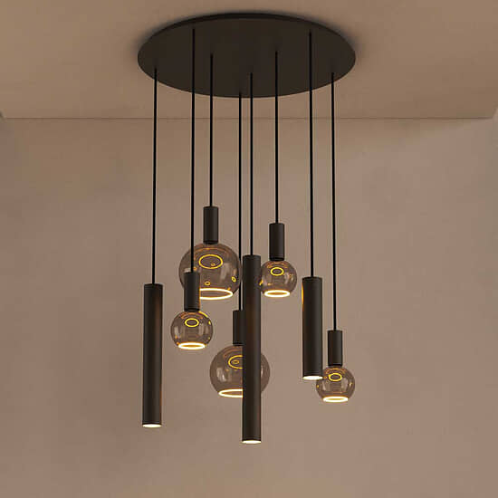 Hanglamp Riva rond 8 lichts platinum