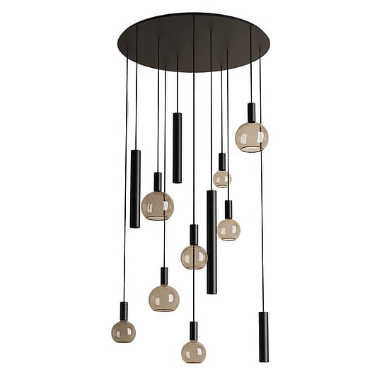 Hanglamp Riva rond 8 lichts zwart