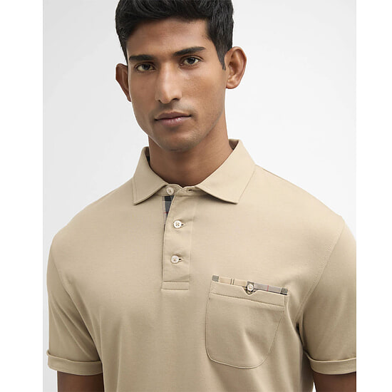 Afbeelding Heren Polo Tailored Premium Corpatch Washed Stone 3 van Barbour