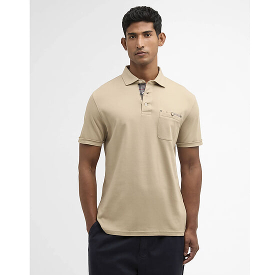 Afbeelding Heren Polo Tailored Premium Corpatch Washed Stone 2 van Barbour