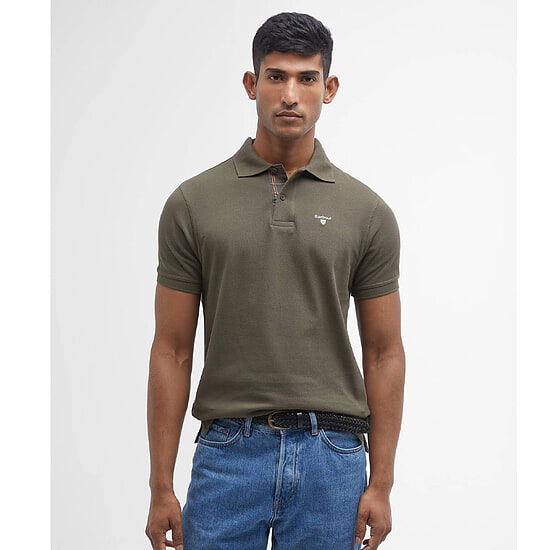 Afbeelding Heren polo Tartan Pique Olive 3 van Barbour