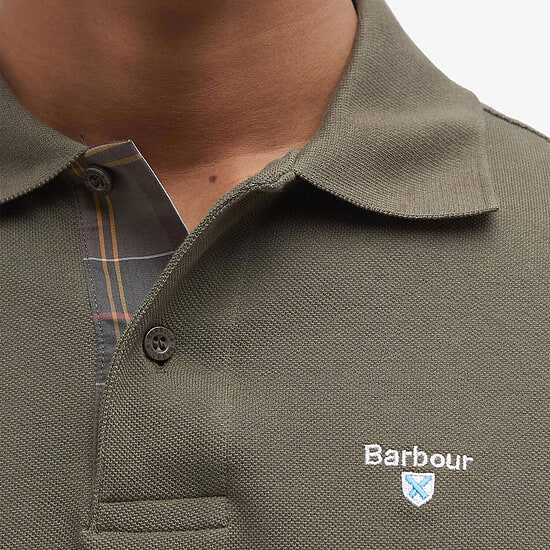 Afbeelding Heren polo Tartan Pique Olive 4 van Barbour