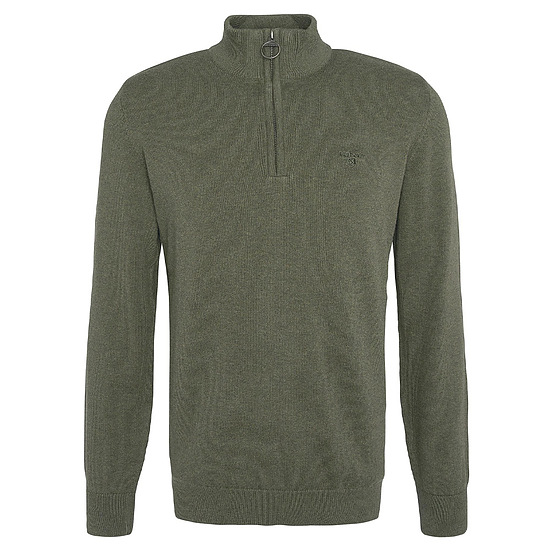 Herentrui Cotton half zip Olive Marl 1