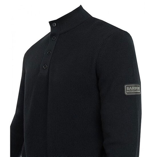 Afbeelding Herentrui Moss Quarter Placket Black 2