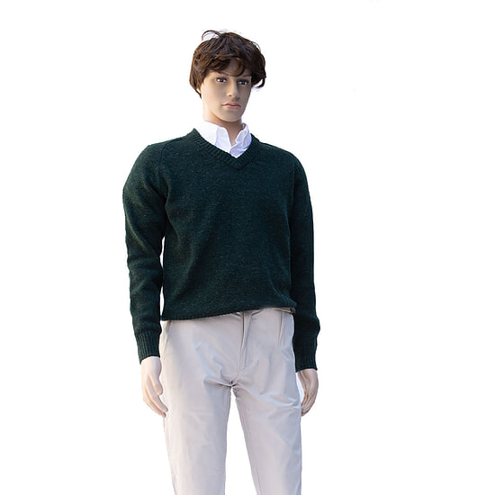 Afbeelding Herentrui wool V neck olive 2