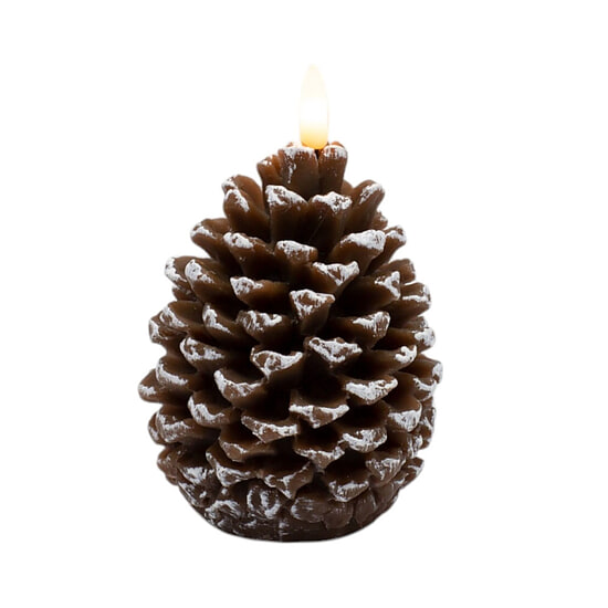 Kaars Led Dennenappel met sneeuw M 1