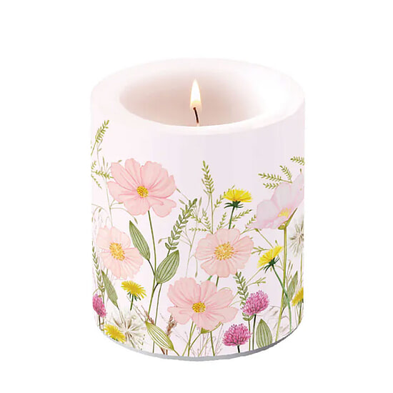 Kaars Pastel Flowers Pink M 1