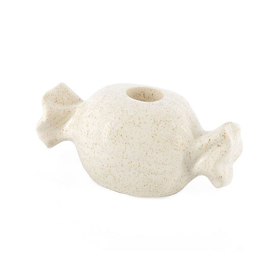 Kaarsenstandaard Aardewerk snoepje beige 1