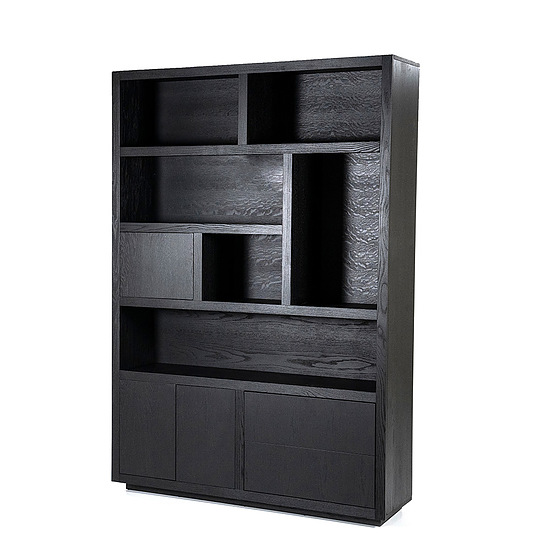 Kabinet Helsinki 150x220cm 3-drs 2 laden zwart 3