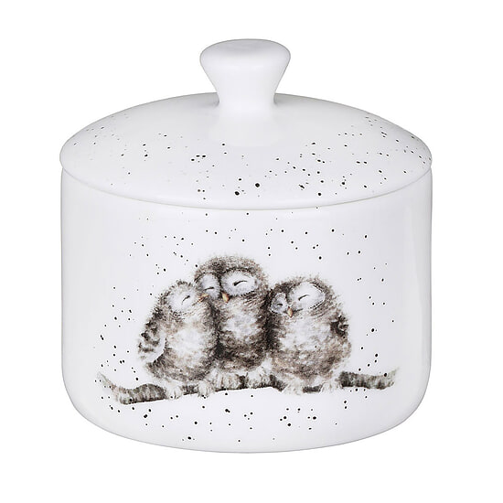 Kleine voorraad pot met deksel en uil 1