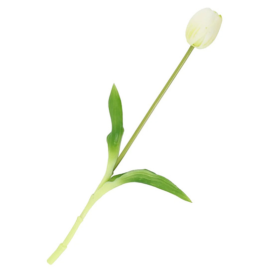 Kunst Tulp real touch wit/groen  1