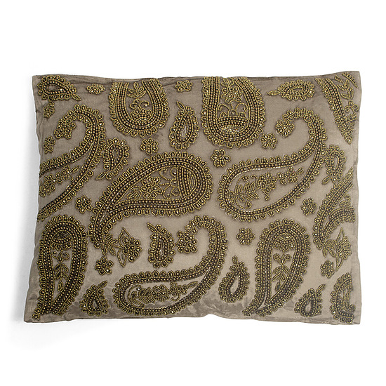 Kussen Fluweel Paisley taupe 1