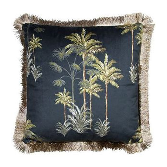 Kussen fluweel palmboom zwart 1
