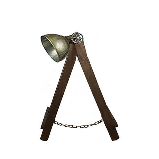 Lamp hout met blikken kap S 1