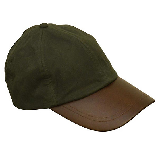 Striker Leather Peak Wax Baseball Cap Olive 1