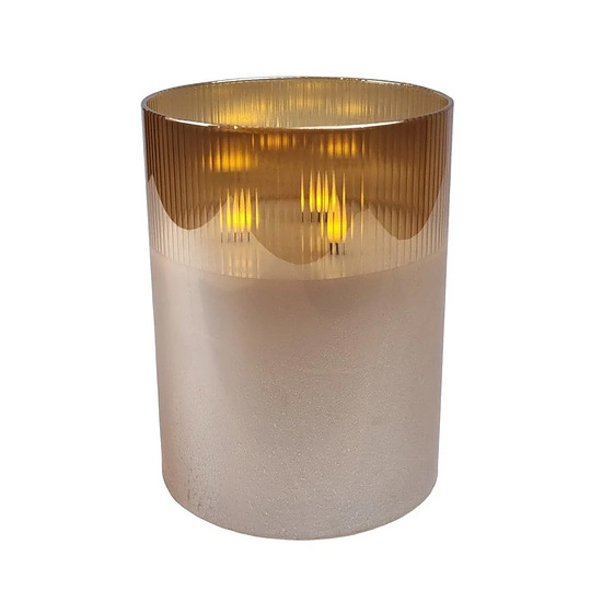 Led Glass Gold 3 Flame with white wax m 1