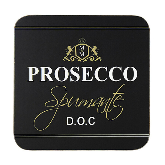 Onderzetter Prosecco zwart, set van 6 1