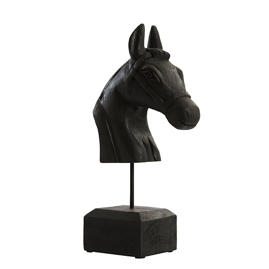 Ornament horse head hout zwart 1